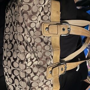 Coach Beige and Brown Signature Tote